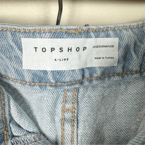 TOPSHOP Denim Shorts A-Line Mom Shorts Bleach Wash - Picture 15 of 17